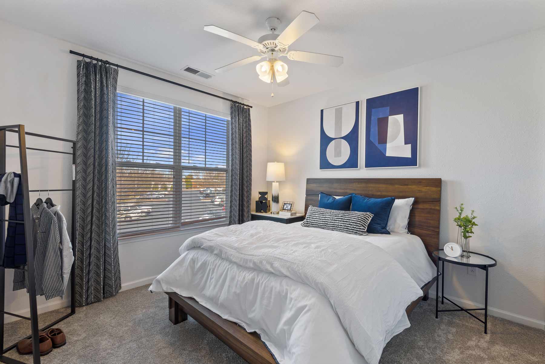 staged bedroom with large window