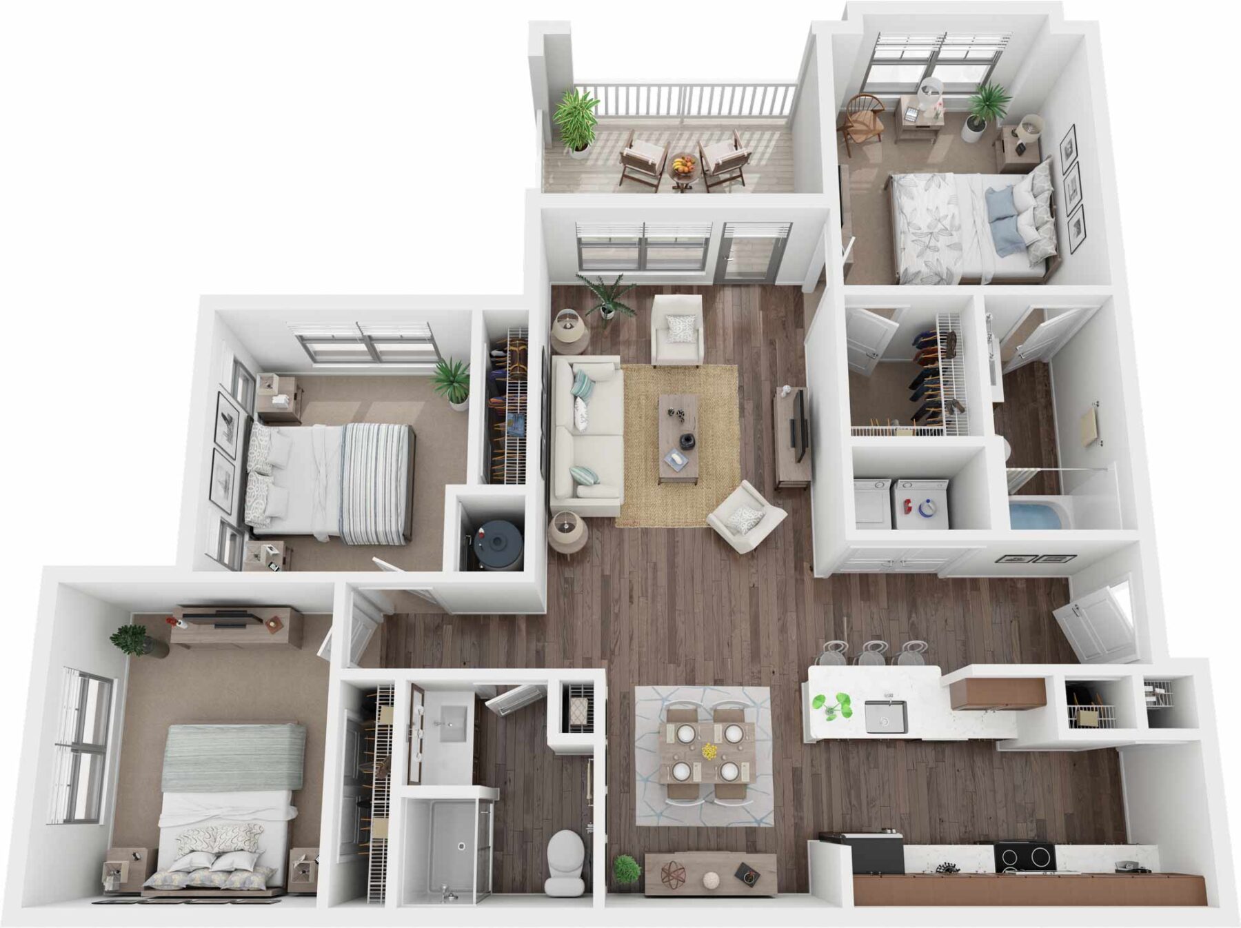 1-3 Bedroom Floor Plans | Bell Lake Norman Apartments